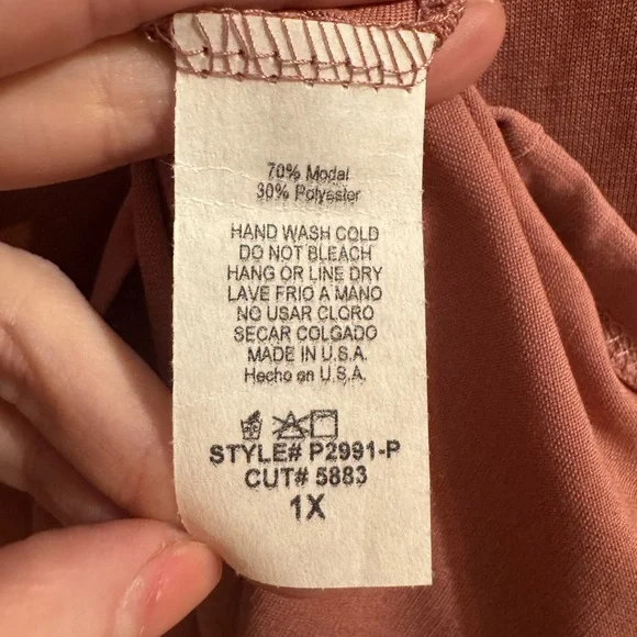 NWOT- JODIFL Women's Long Sleeve V-Neck Top - Dusty Rose - Picture 4 of 4